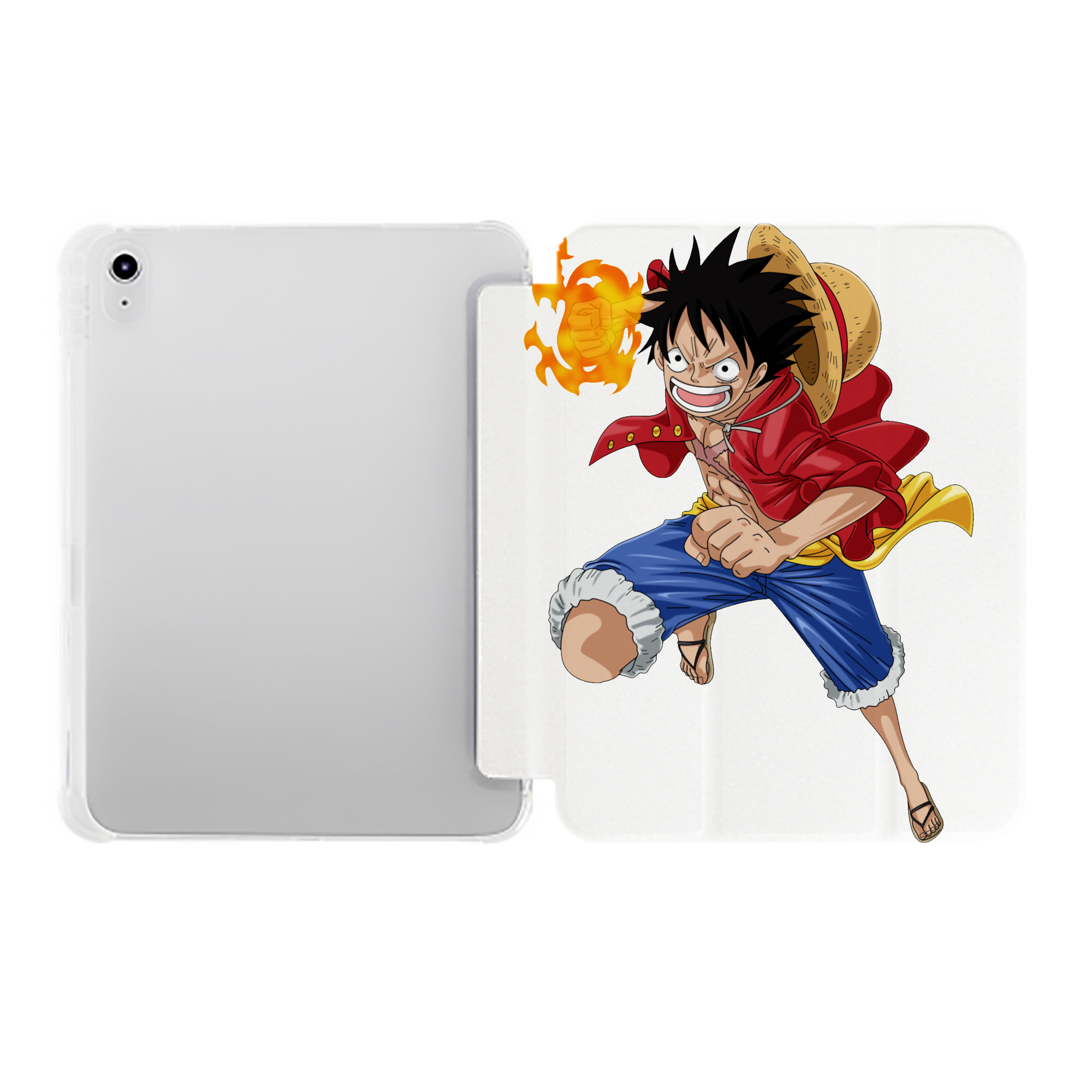 （画像用） ワンピース モンキー・D・ルフィ ONE PIECE Monkey D. Luffy IPad ケース ペン収納付き 三つ折りスタンド PUレザー×シリコン 対応機種9.5/10.5/10.9インチ